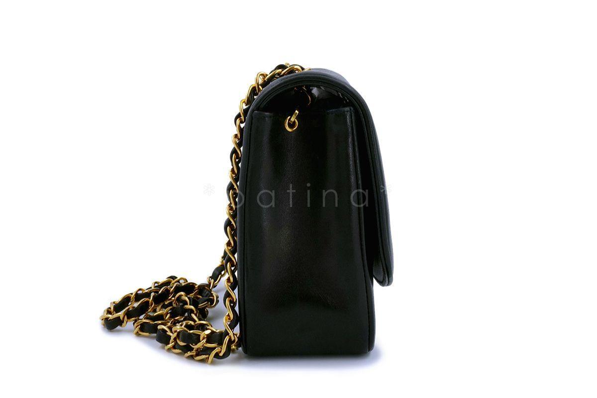 Chanel Black Vintage Lambskin Medium Diana Classic Flap Bag 24k GHW