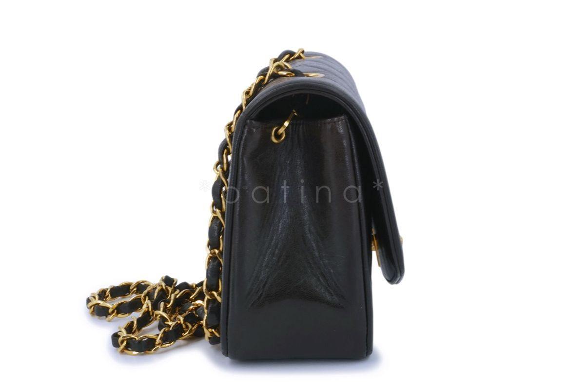 Chanel Vintage Black Lambskin Small Diana Flap Bag 24k GHW