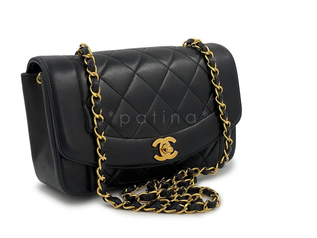 Chanel Vintage Black Small Diana Bag Lambskin 24k GHW