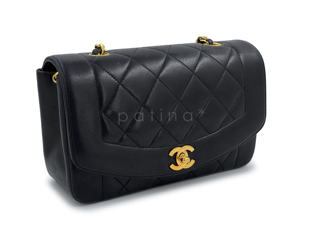 Chanel Vintage Black Small Diana Bag Lambskin 24k GHW