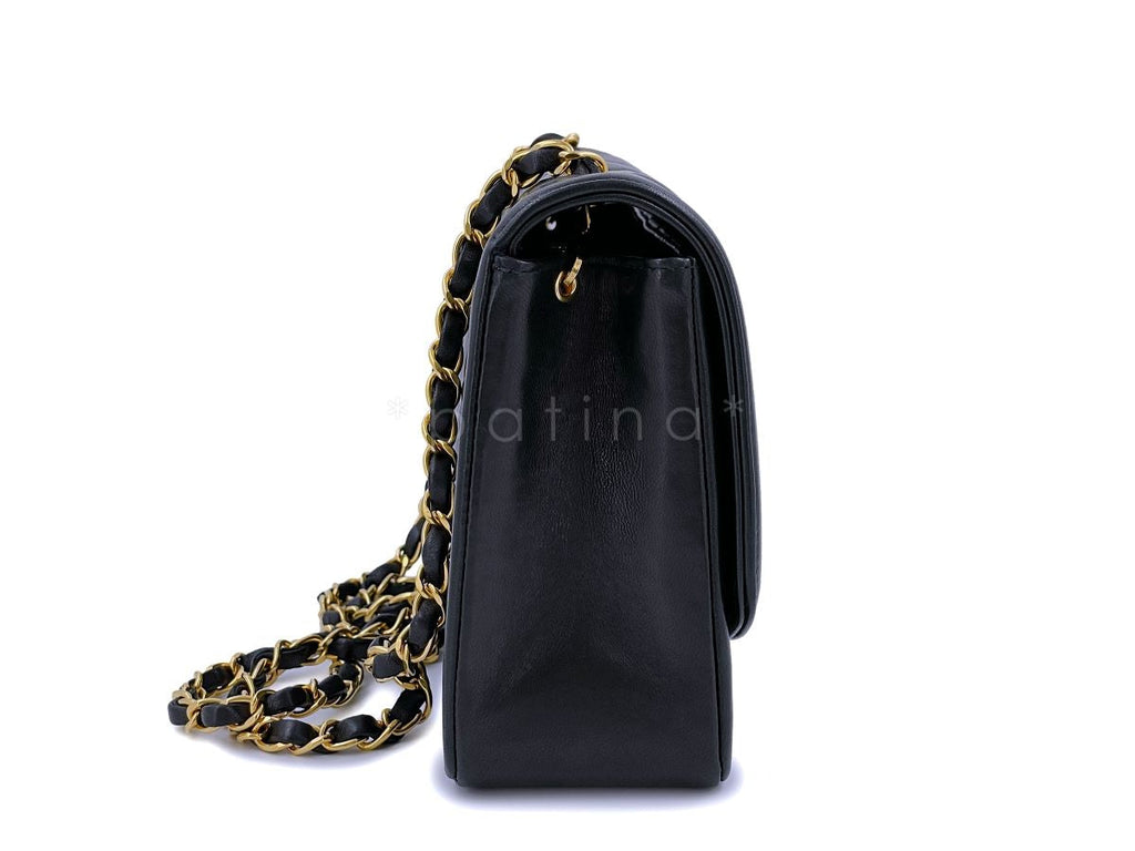 Chanel 1992 Vintage Black Medium Diana Flap Bag 24k GHW Lambskin