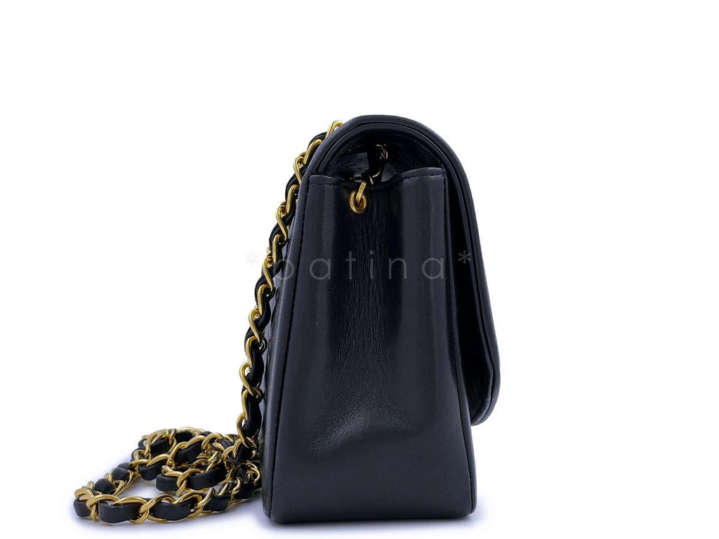 Chanel Vintage Black Small Diana Bag Flap 24k GHW Lambskin