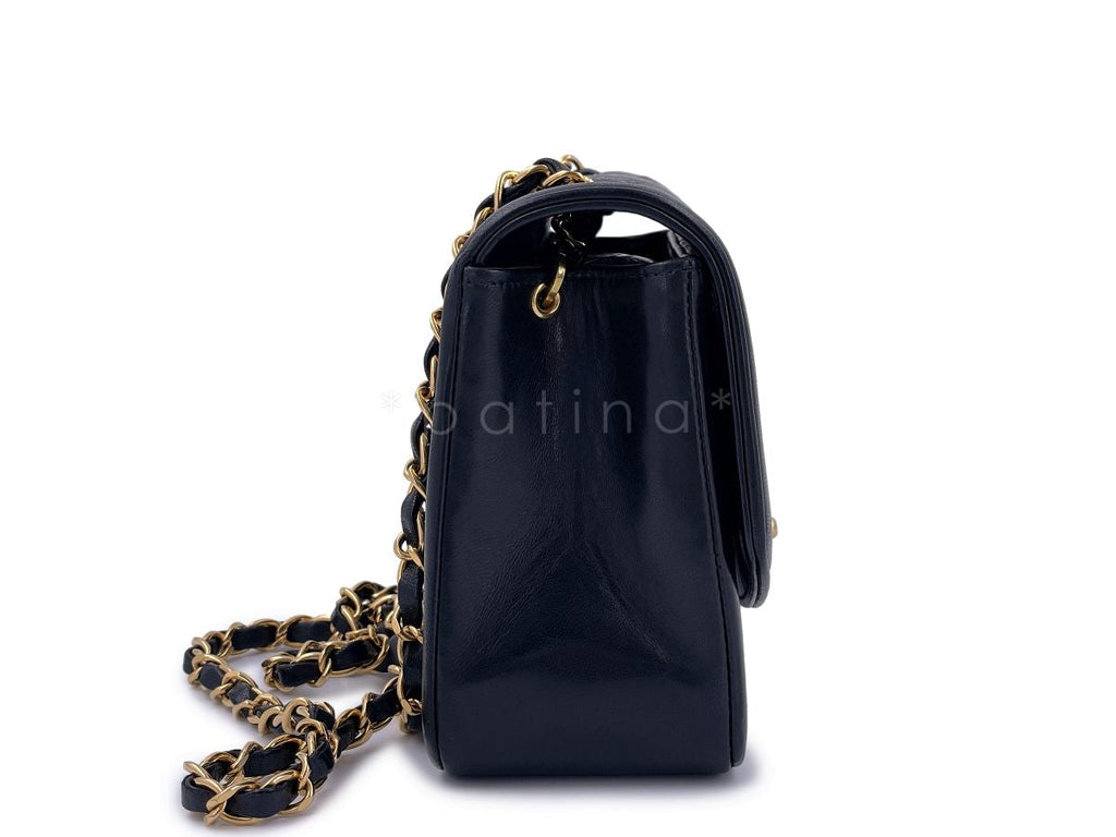 Chanel Vintage Small Diana Flap Bag 24k GHW Black Lambskin