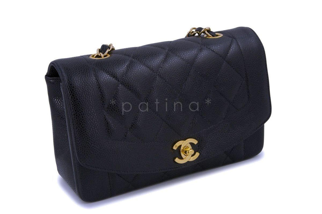 Chanel Vintage Black Caviar Small Classic Diana Flap Bag 24k GHW