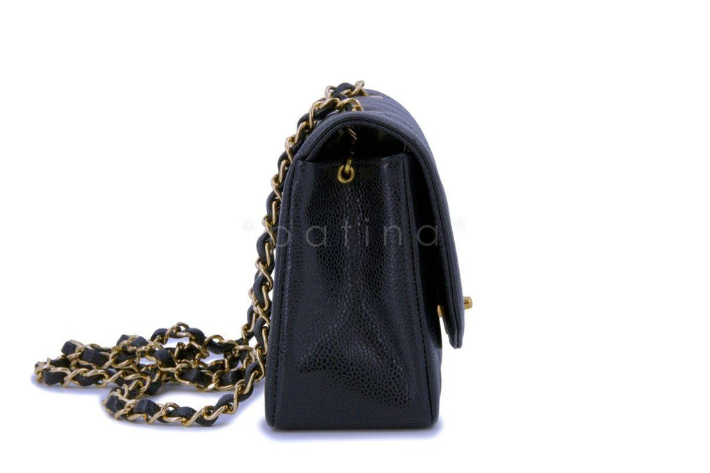 Chanel Vintage Black Caviar Small Classic Diana Flap Bag 24k GHW