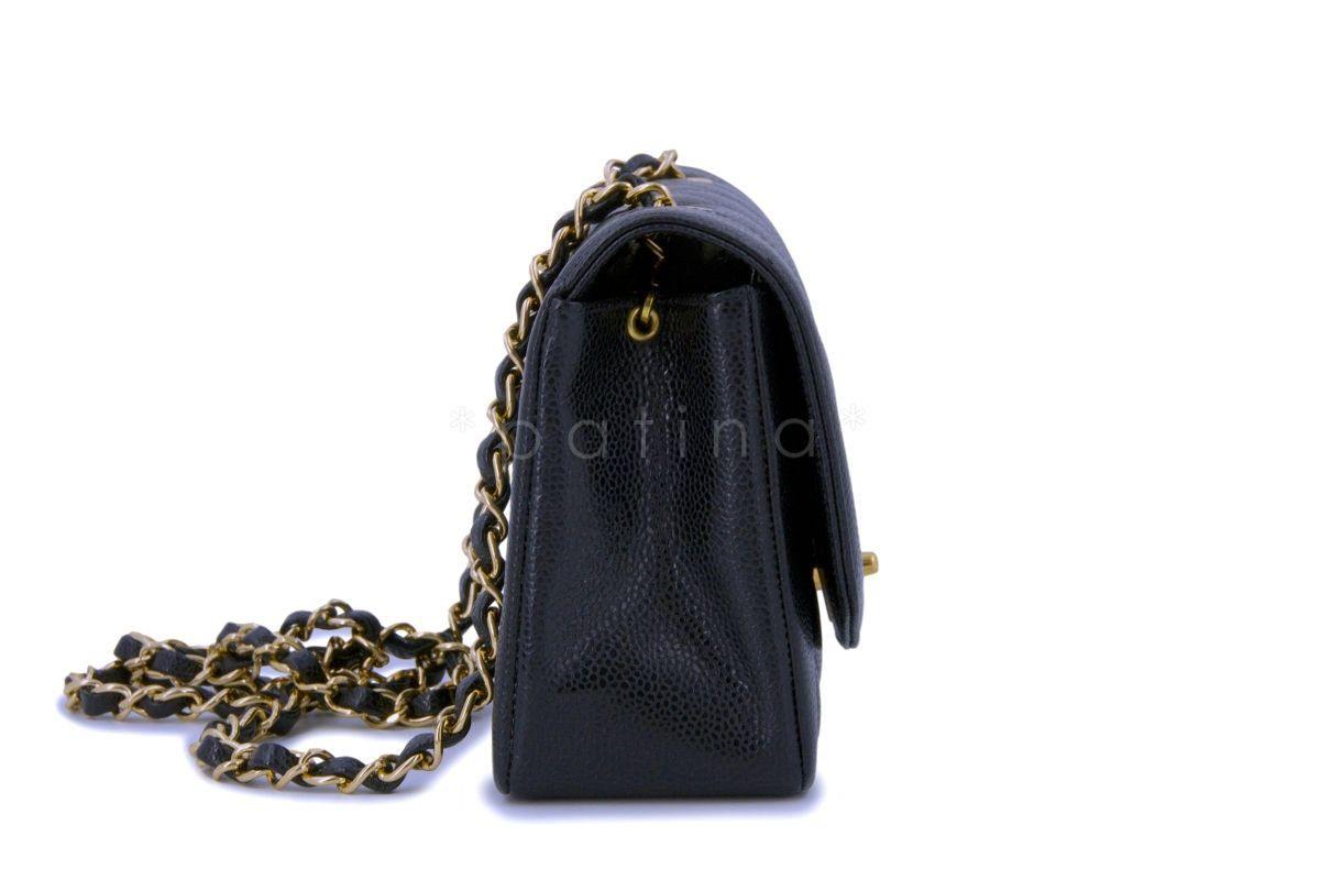 Chanel Vintage Black Caviar Small Classic Diana Flap Bag 24k GHW