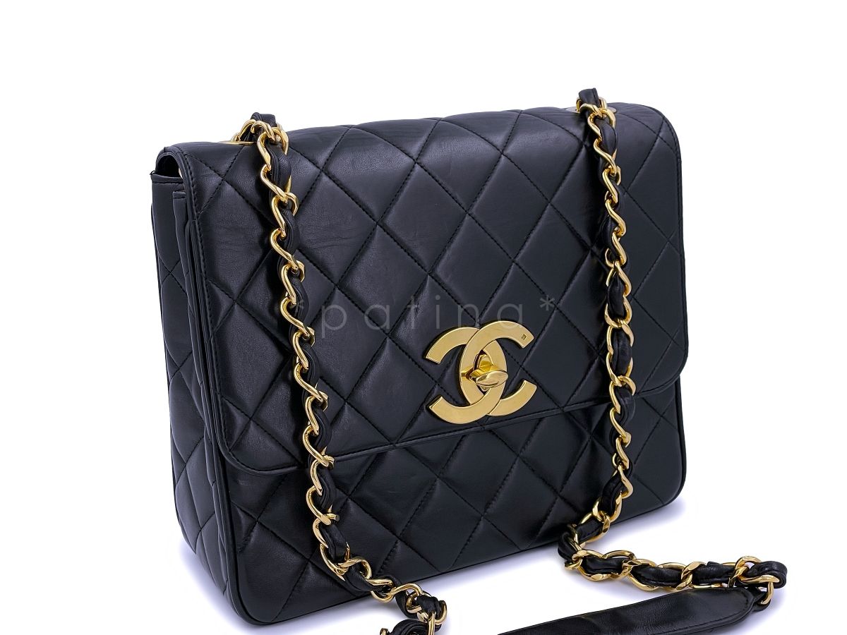 Chanel Vintage Black Oversized CC Medium Tall Classic Crossbody Flap Bag 24k GHW