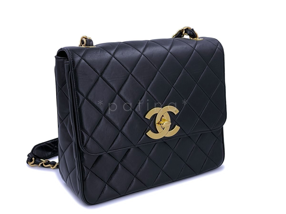 Chanel Vintage Black Oversized CC Medium Tall Classic Crossbody Flap Bag 24k GHW