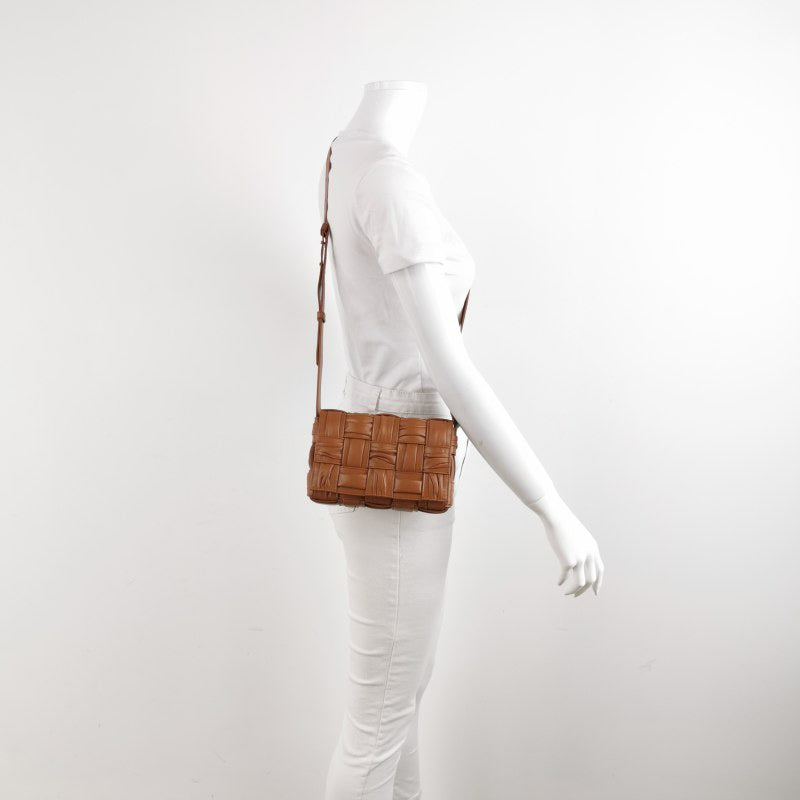 Bottega Veneta Brick Cassette Small Tan Brown Leather Crossbody Bag