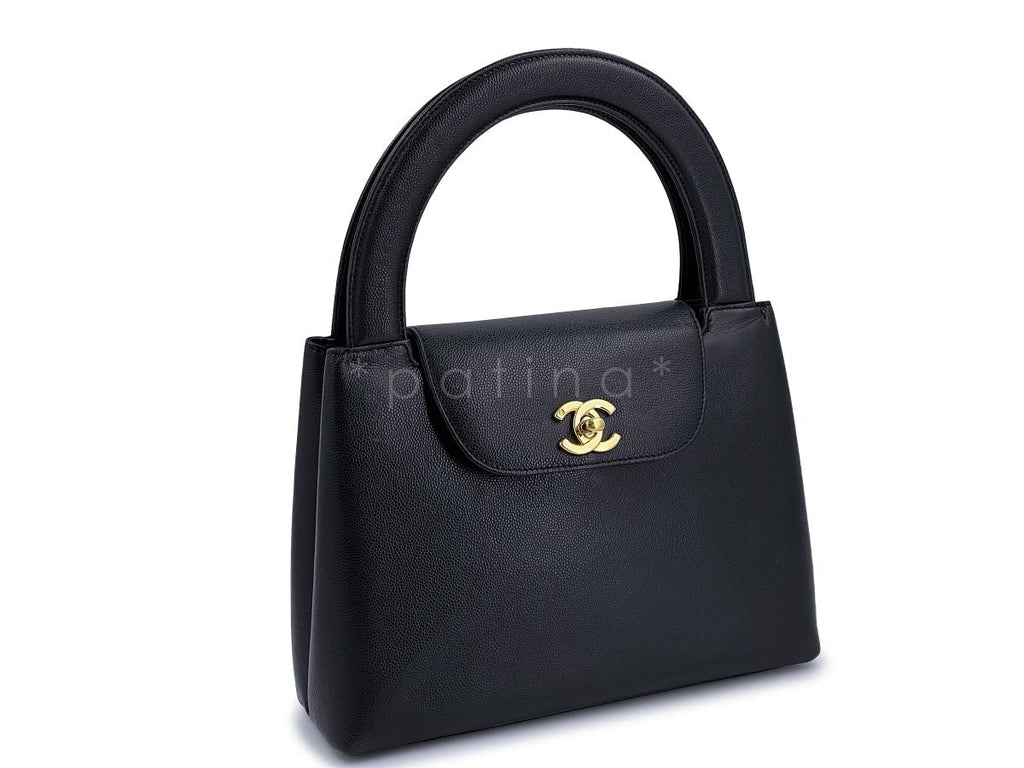 Chanel Vintage Caviar Mini Kelly Evening Bag Black 24k GHW