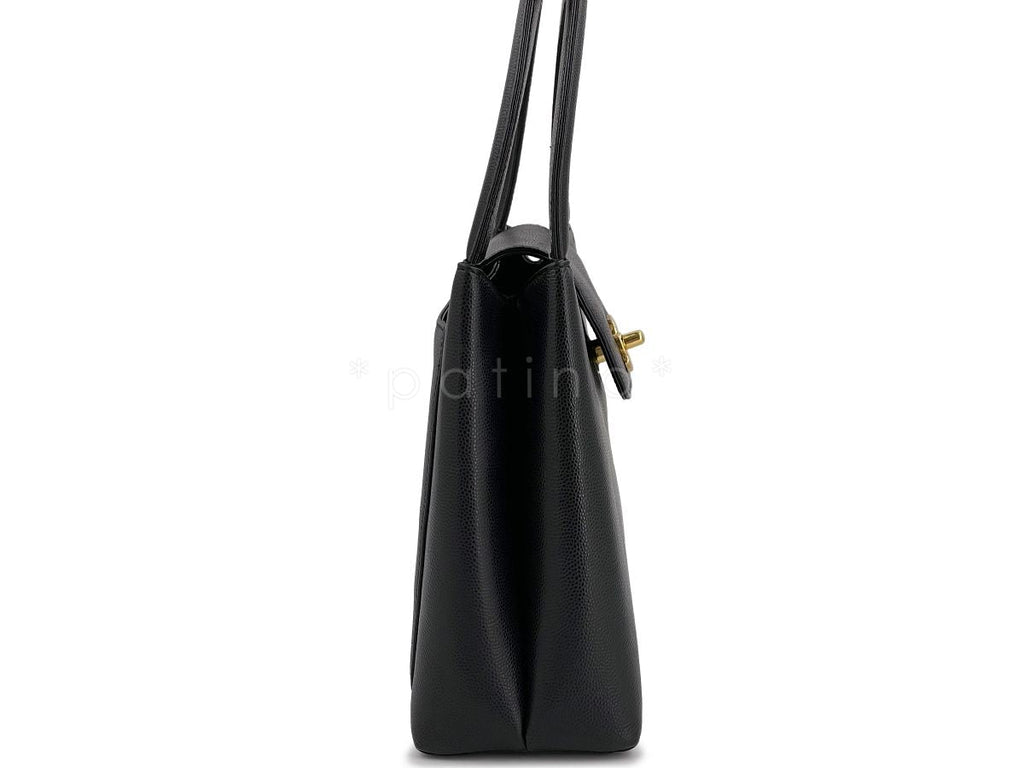 Chanel Vintage Caviar Mini Kelly Evening Bag Black 24k GHW