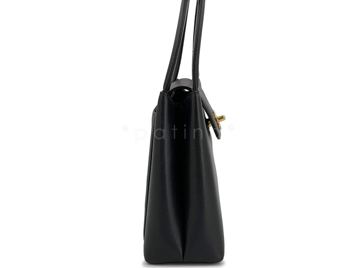 Chanel Vintage Caviar Mini Kelly Evening Bag Black 24k GHW