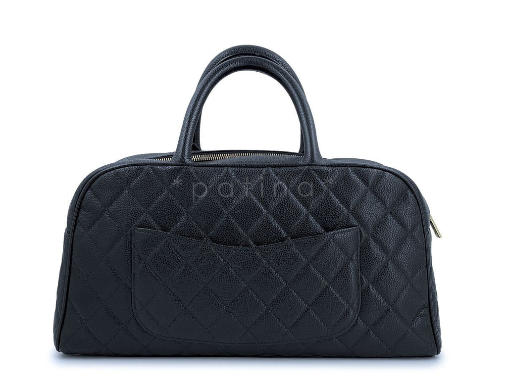 Chanel Black Caviar Quilted Large Bowler Bag