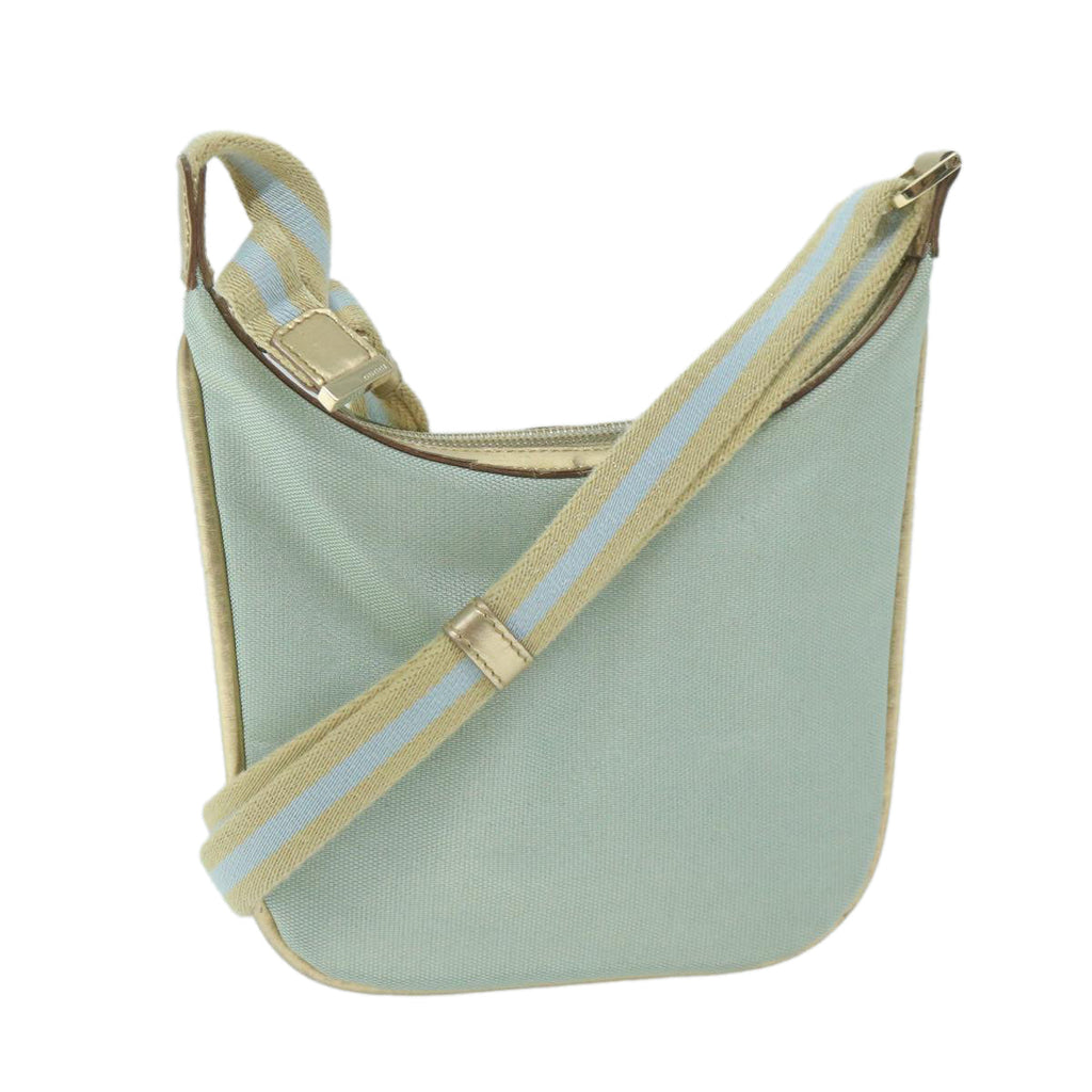 GUCCI Sherry Line Shoulder Bag Canvas Beige Light Blue 005 0814 64388