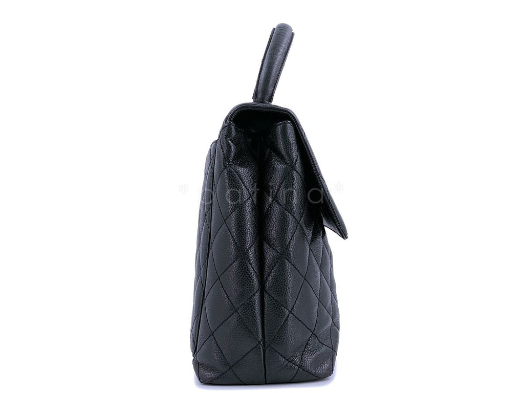 Chanel Vintage Black Caviar Kelly Top Handle Bag 24k GHW