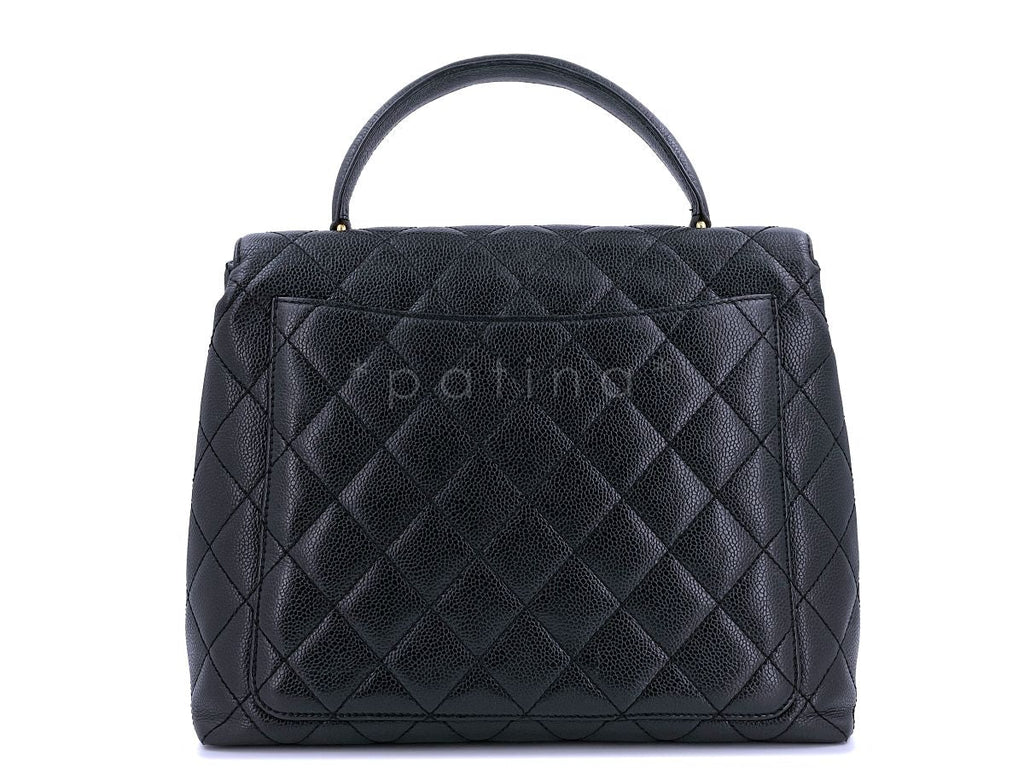Chanel Vintage Black Caviar Kelly Top Handle Bag 24k GHW