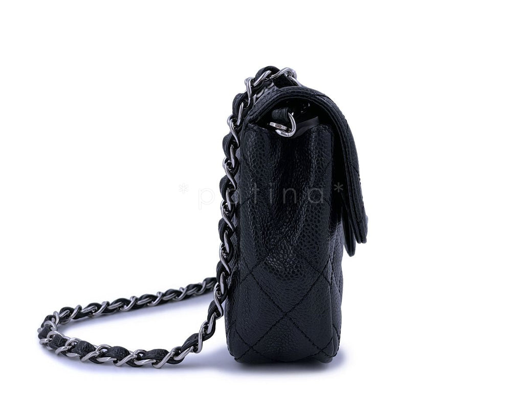 Chanel Black Caviar Classic East West Flap Bag SHW