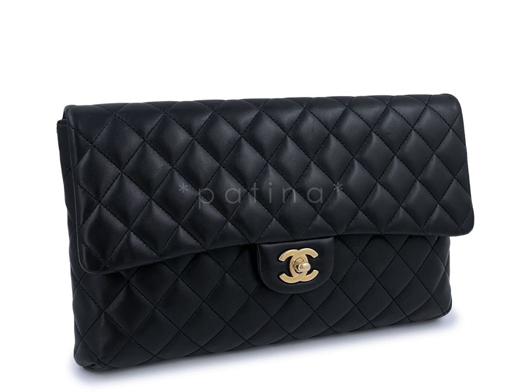 Chanel Black Lambskin Timeless Classic Clutch Bag GHW