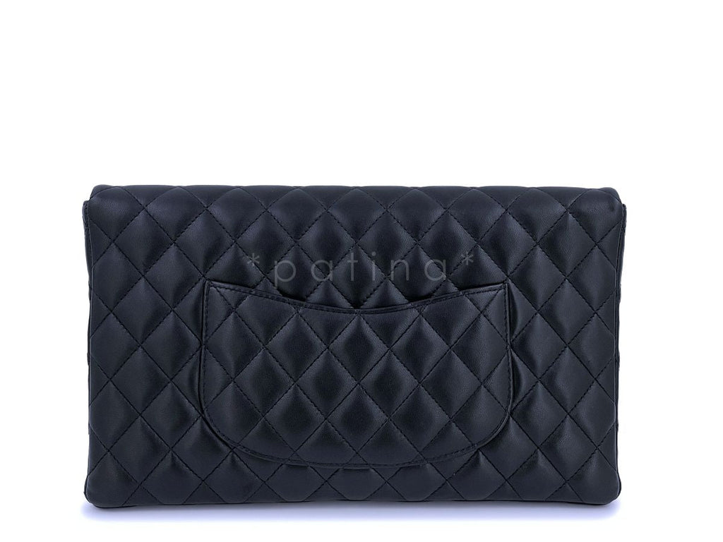 Chanel Black Lambskin Timeless Classic Clutch Bag GHW
