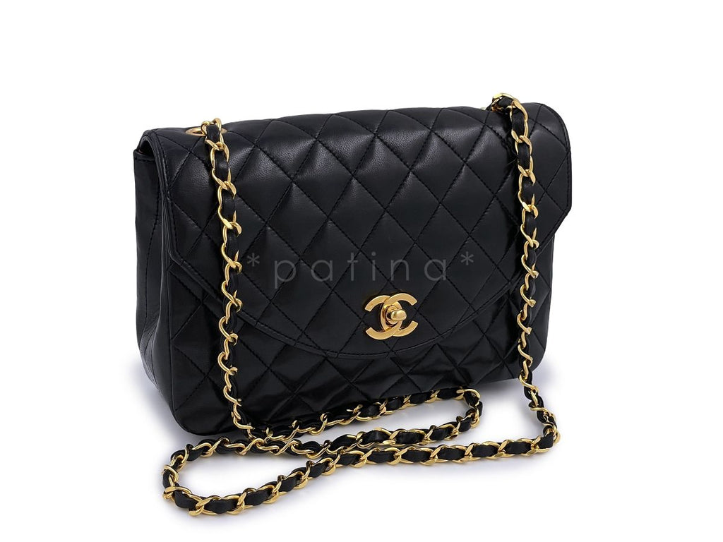 Chanel Vintage Black Lambskin Curved Flap Bag 24k GHW