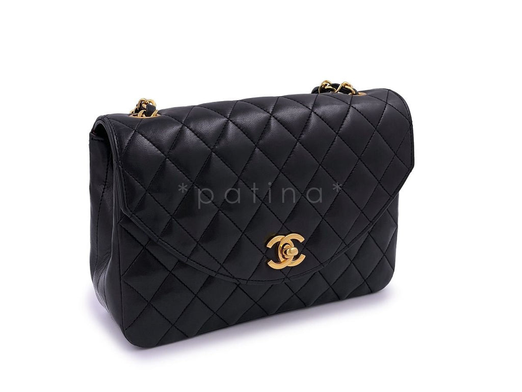 Chanel Vintage Black Lambskin Curved Flap Bag 24k GHW