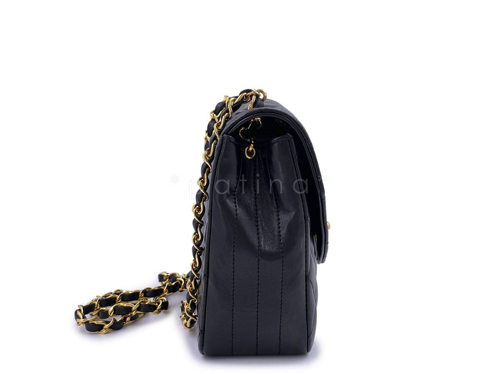 Chanel Vintage Black Lambskin Curved Flap Bag 24k GHW