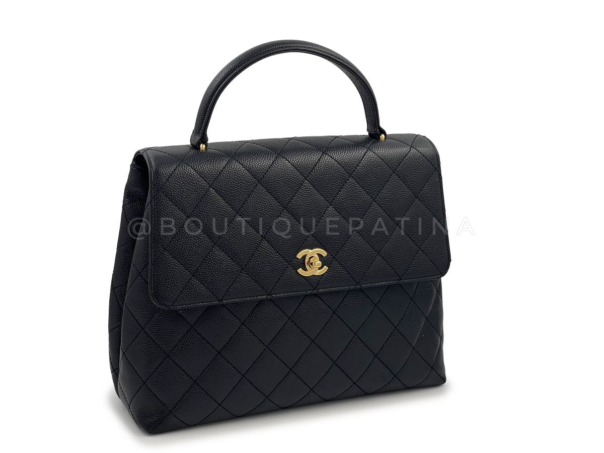 Chanel Vintage Black Caviar Classic Kelly Bag 24k GHW
