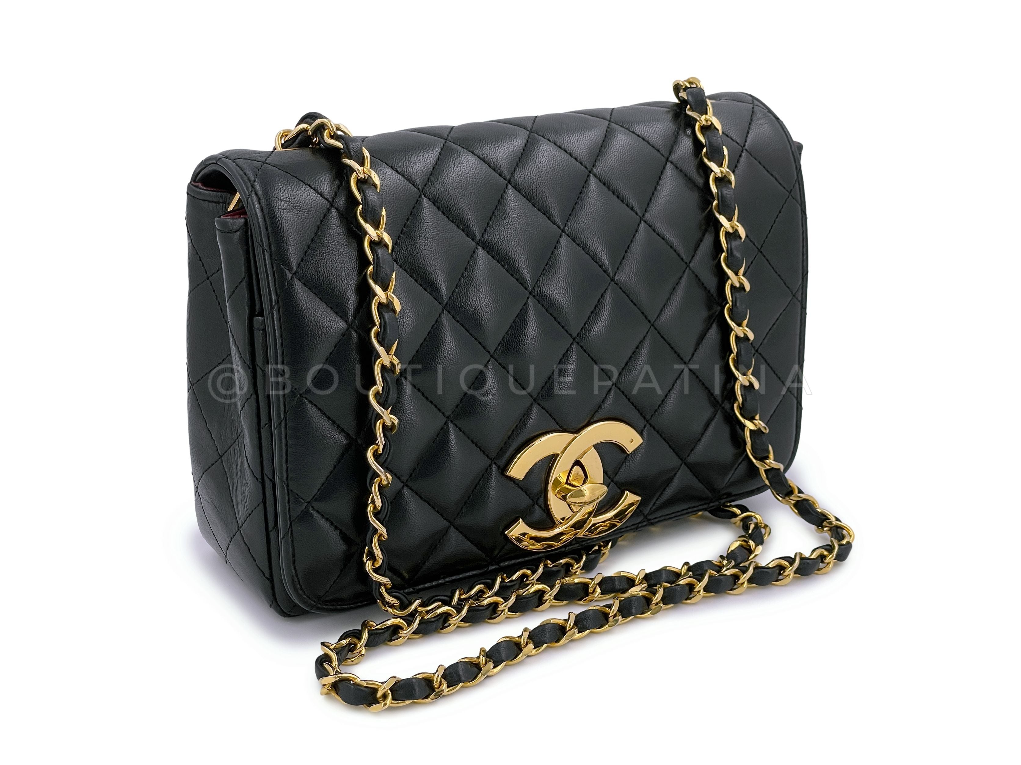 Chanel Vintage Quilted Classic Full Flap Bag 24k GHW Black Lambskin