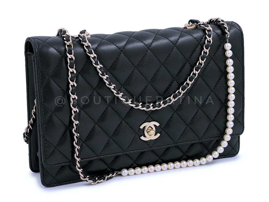 Chanel Limited Fantasy Pearls Quilted Flap Bag Black Lambskin