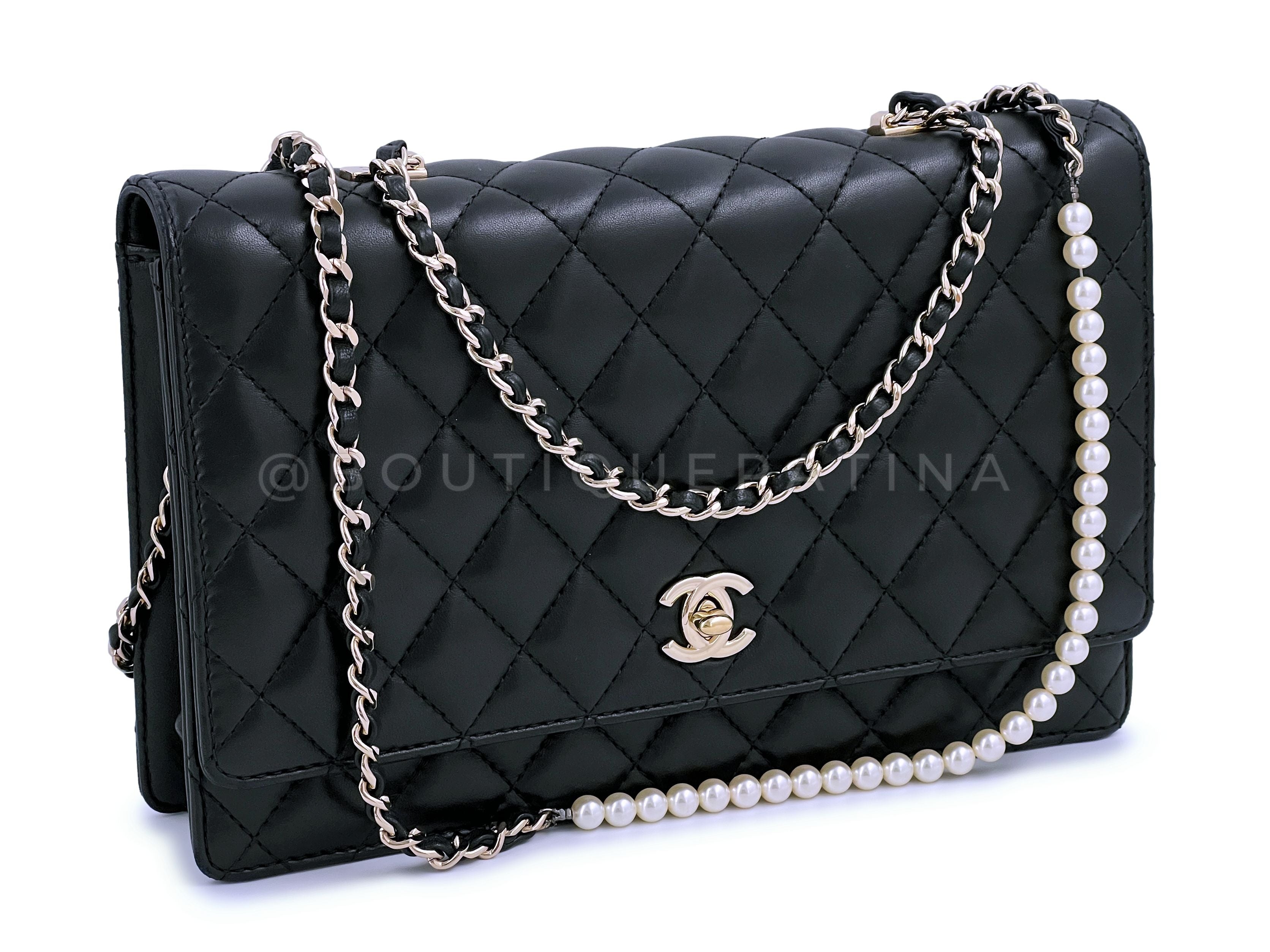Chanel Limited Fantasy Pearls Quilted Flap Bag Black Lambskin