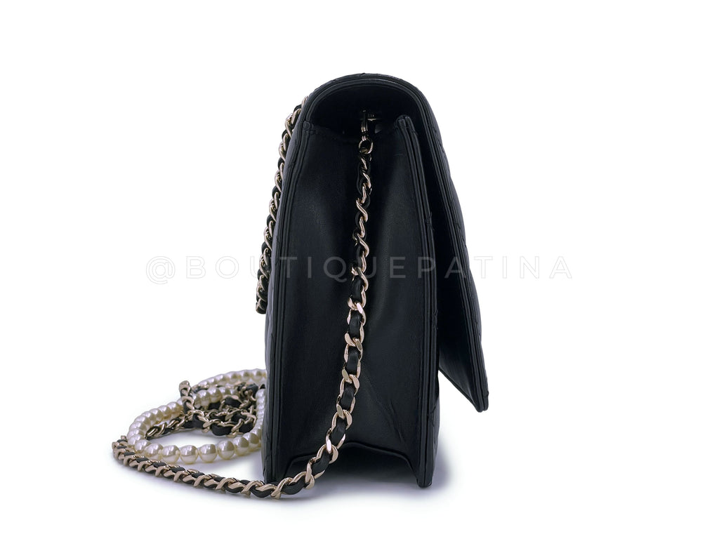 Chanel Limited Fantasy Pearls Quilted Flap Bag Black Lambskin
