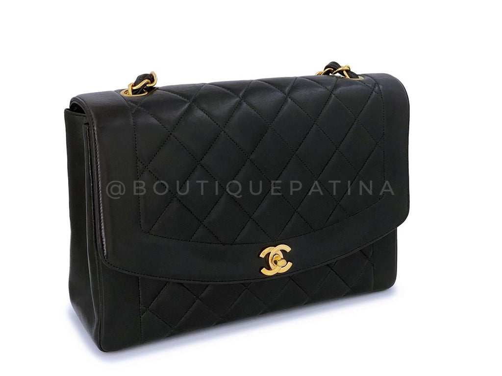 Very Rare Chanel Vintage 11in Large Diana Flap Bag 24k GHW