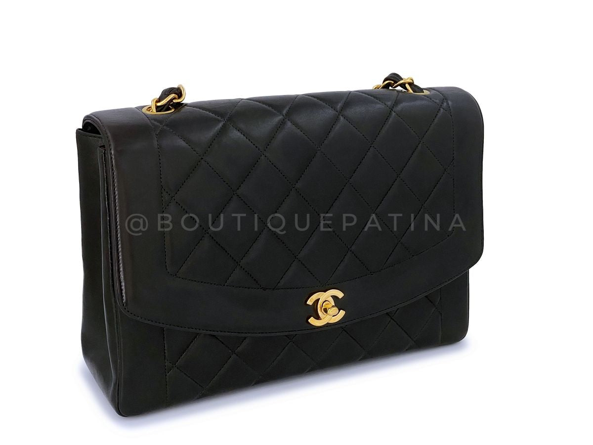 Very Rare Chanel Vintage 11in Large Diana Flap Bag 24k GHW