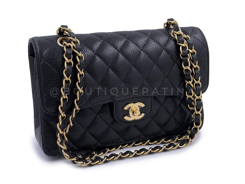 NIB Chanel Small Caviar Classic Double Flap Bag Black GHW