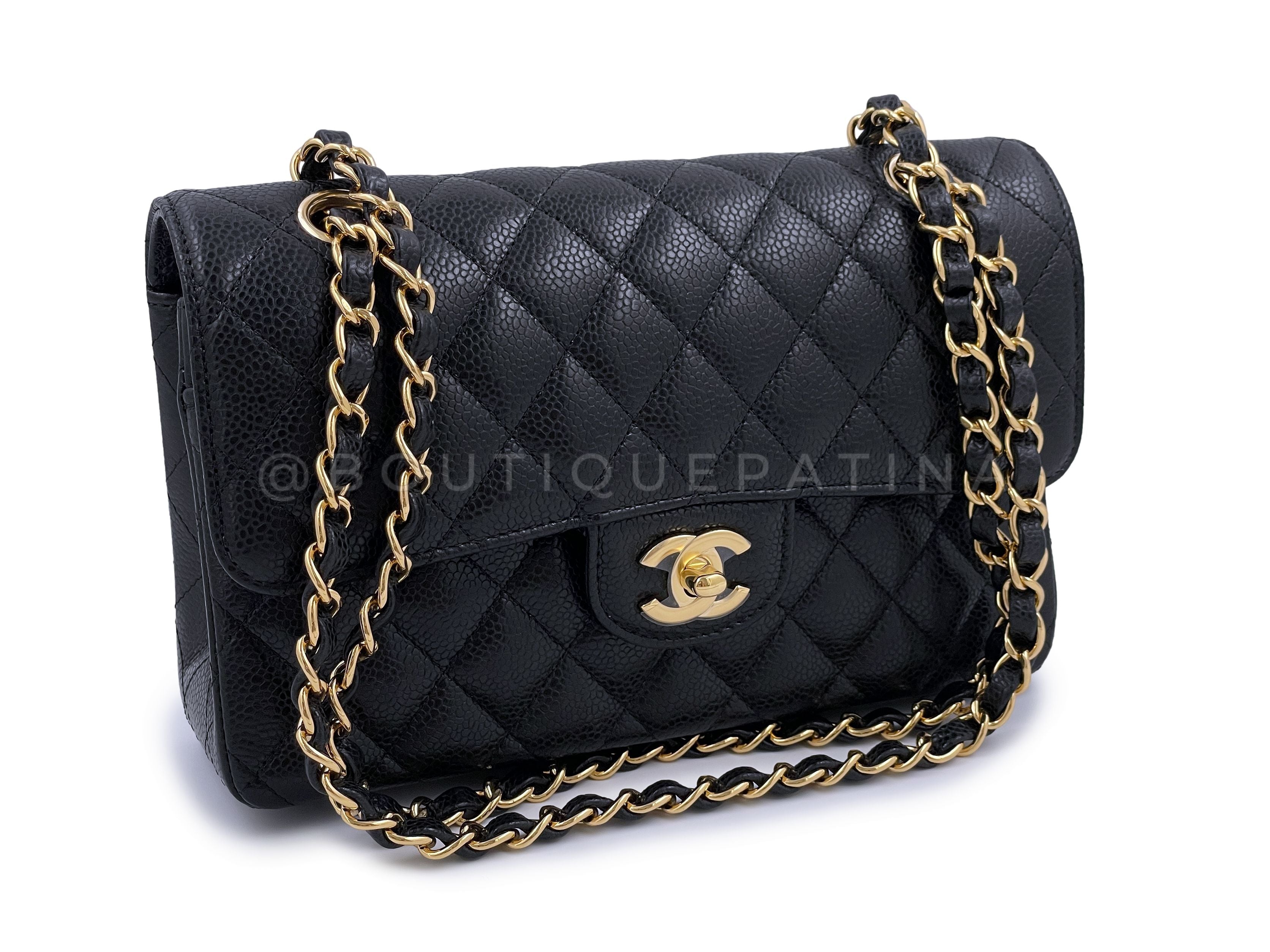 NIB Chanel Small Caviar Classic Double Flap Bag Black GHW