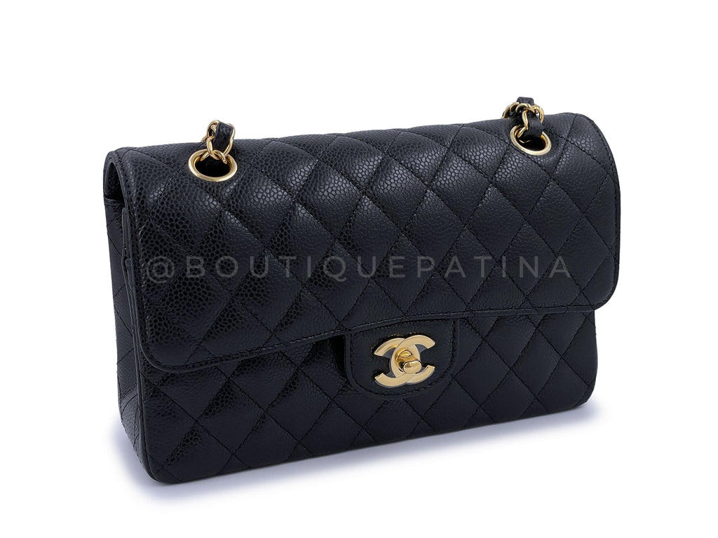 NIB Chanel Small Caviar Classic Double Flap Bag Black GHW