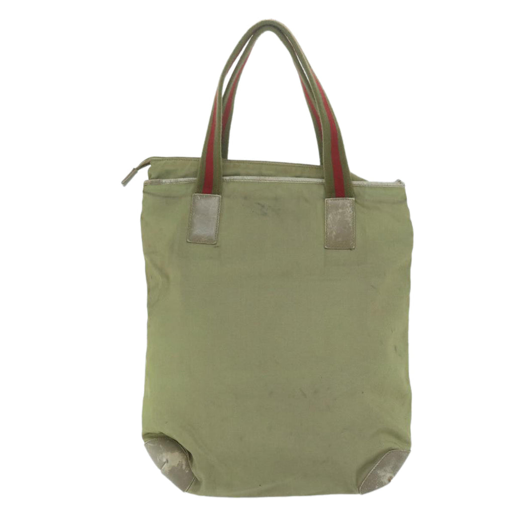 GUCCI GG Canvas Sherry Line Tote Bag Beige Red khaki 019 0401 64642