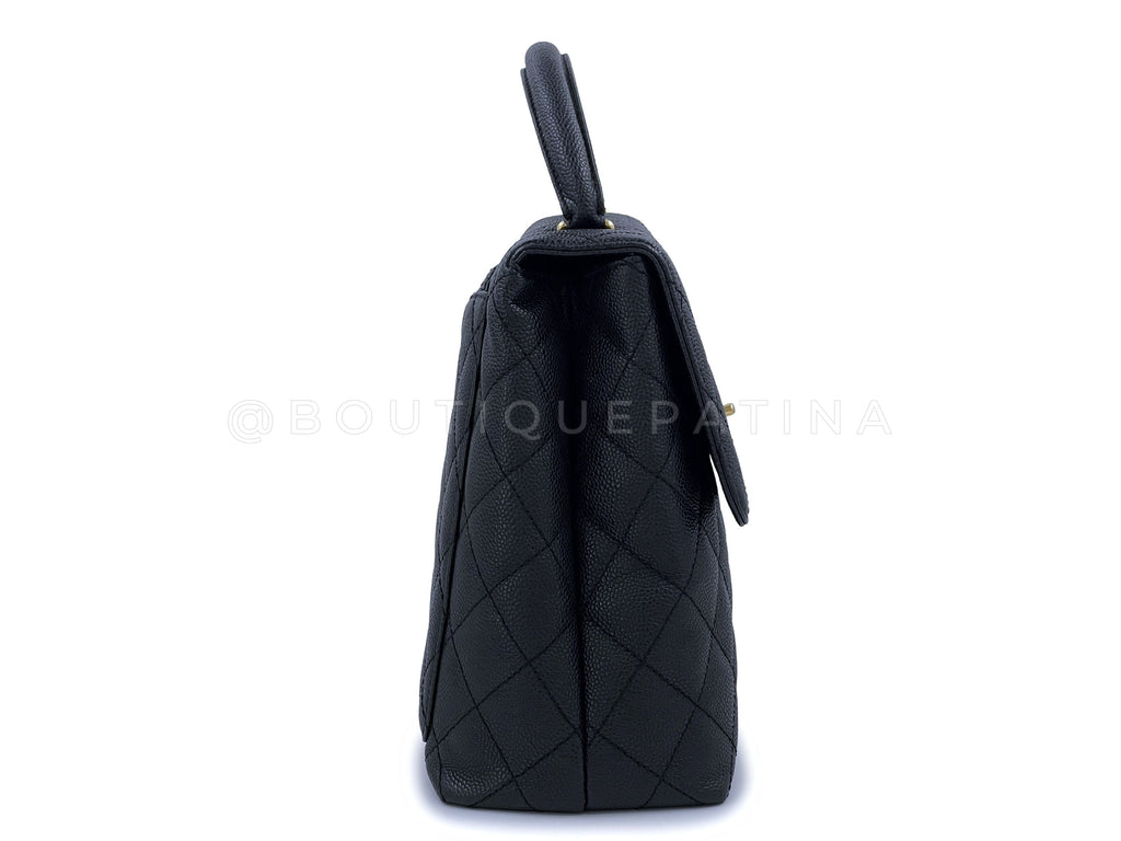 Chanel Vintage Black Caviar Classic Kelly Tote Bag 24k GHW