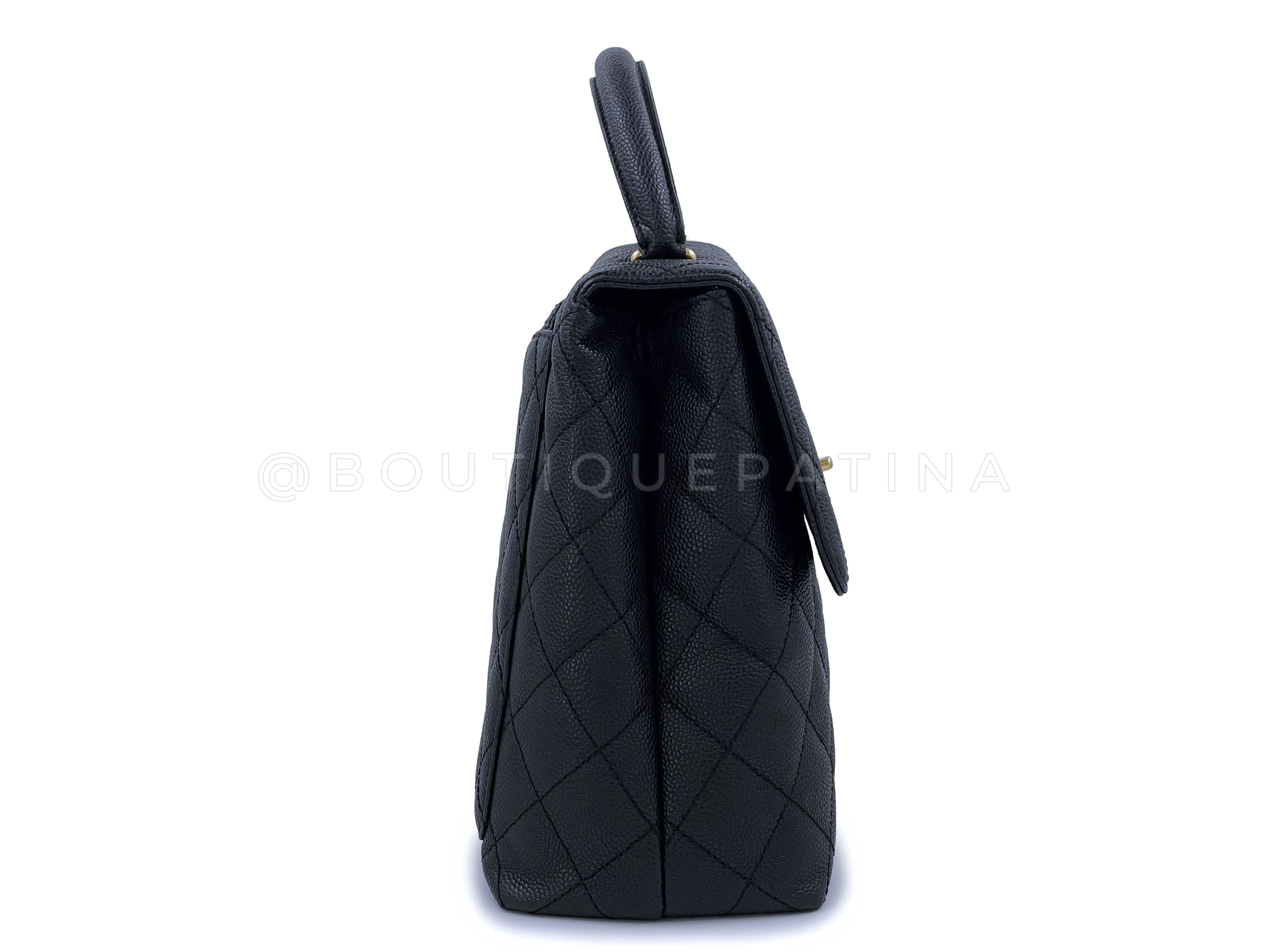 Chanel Vintage Black Caviar Classic Kelly Tote Bag 24k GHW