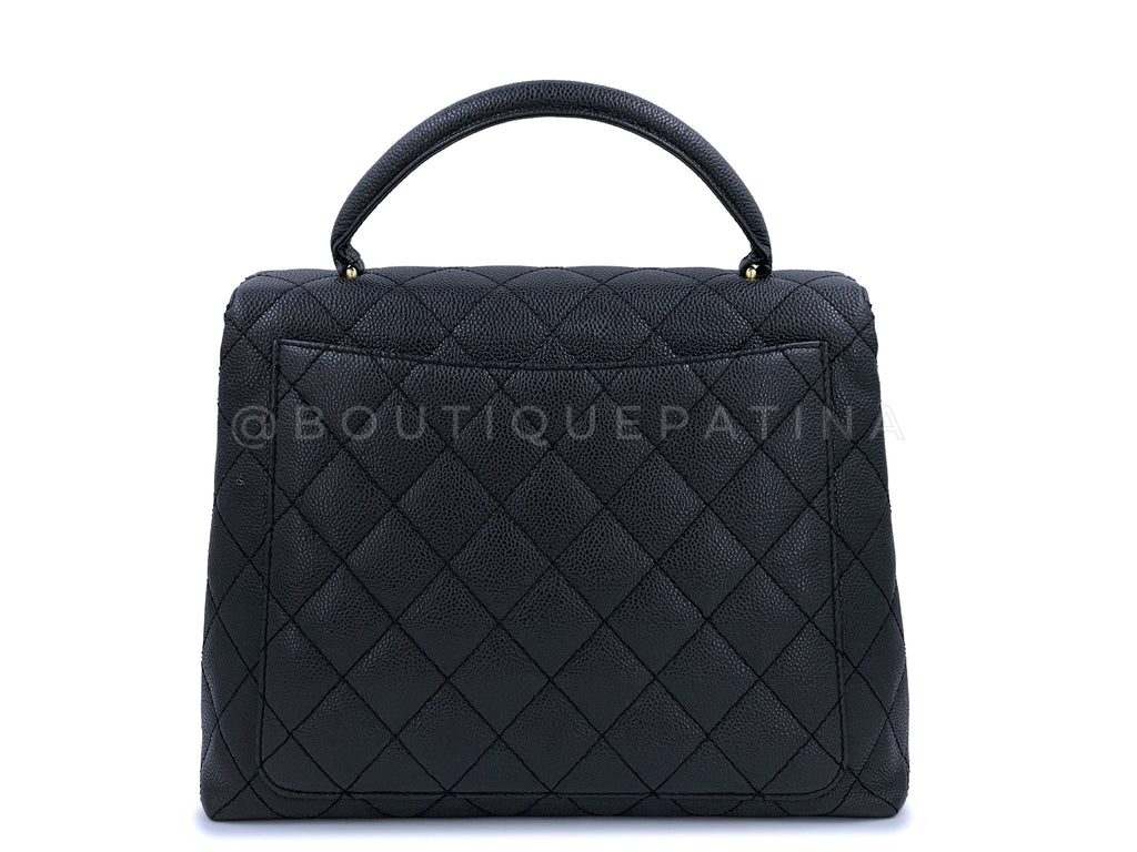 Chanel Vintage Black Caviar Classic Kelly Tote Bag 24k GHW