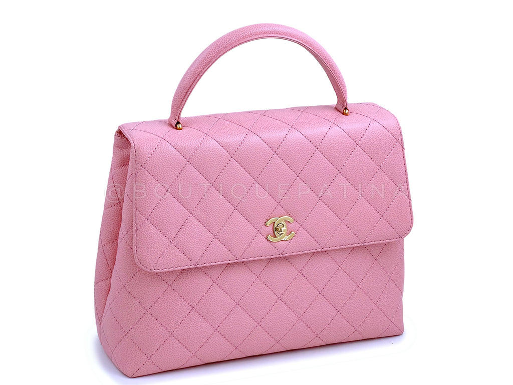 Rare Chanel 2004 Vintage Pink Caviar Kelly Flap Bag 24k GHW
