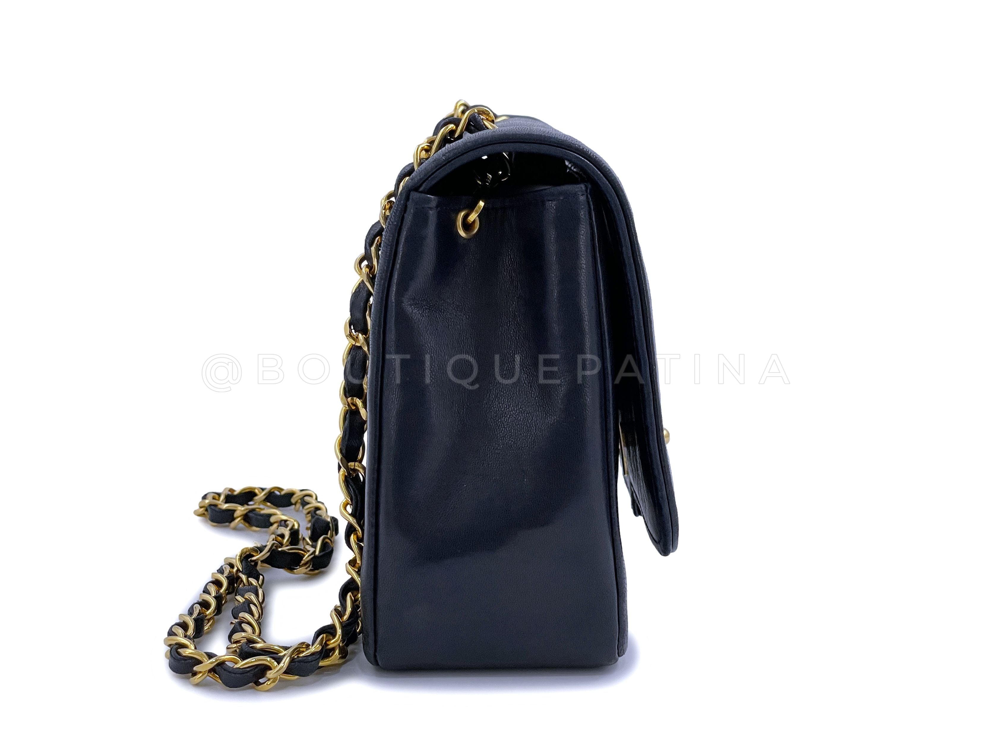 Chanel Vintage 1990 Geometric Diana Bag 24k GHW Midnight Blue-Black