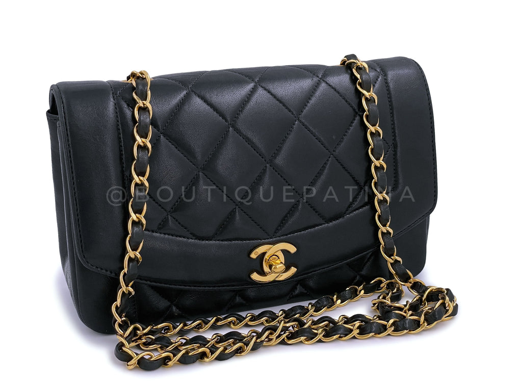 Chanel 1994 Vintage Small Diana Bag Black 24k GHW VTN