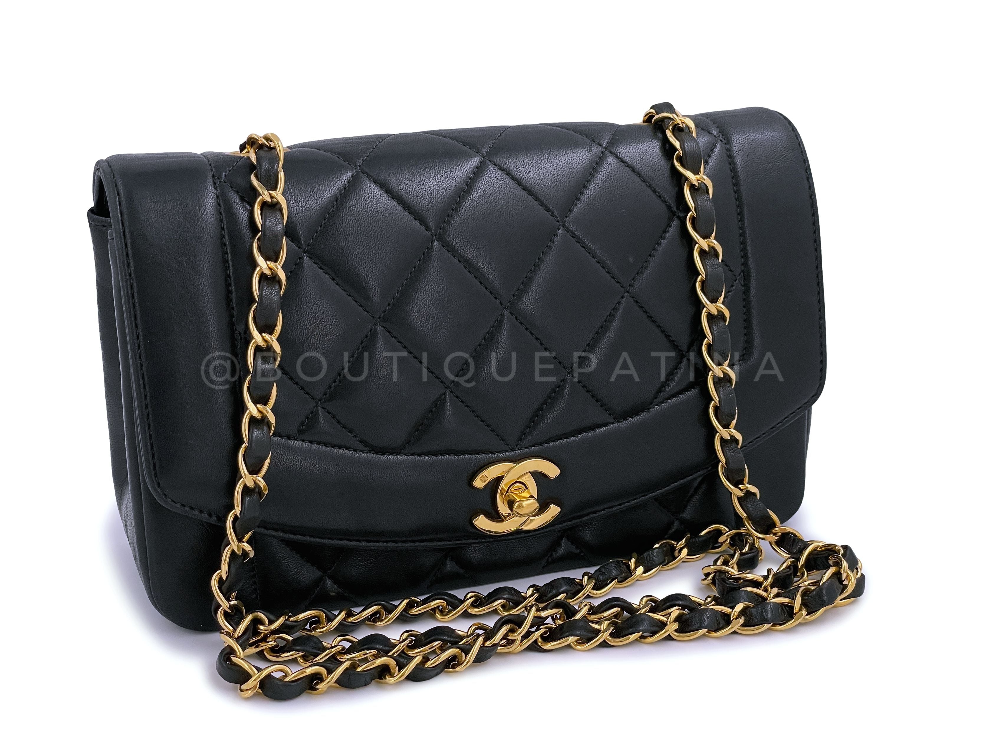 Chanel 1994 Vintage Small Diana Bag Black 24k GHW VTN