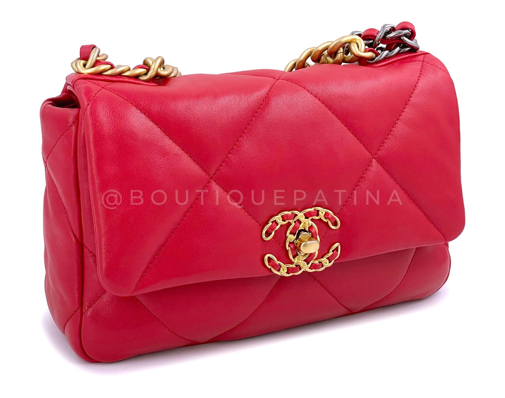 21S Chanel 19 Red Flap Bag Small