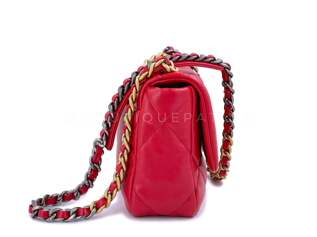21S Chanel 19 Red Flap Bag Small