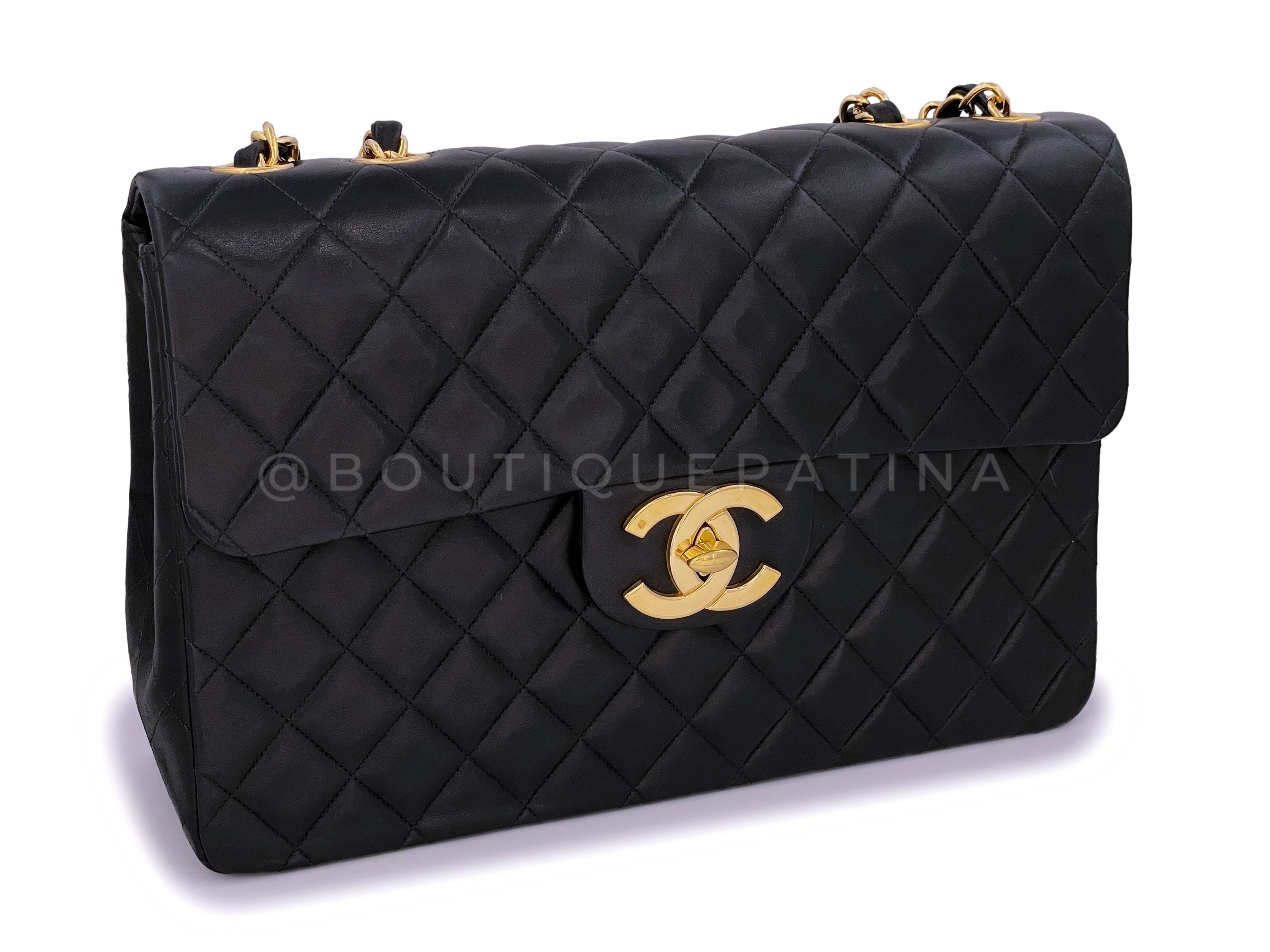 Chanel 1995 Vintage Black Maxi "Jumbo XL" Flap Bag 24k GHW FTD