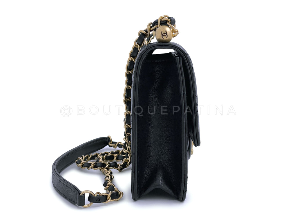 Chanel Black Chic Pearls Quilted Pearl Flap Bag