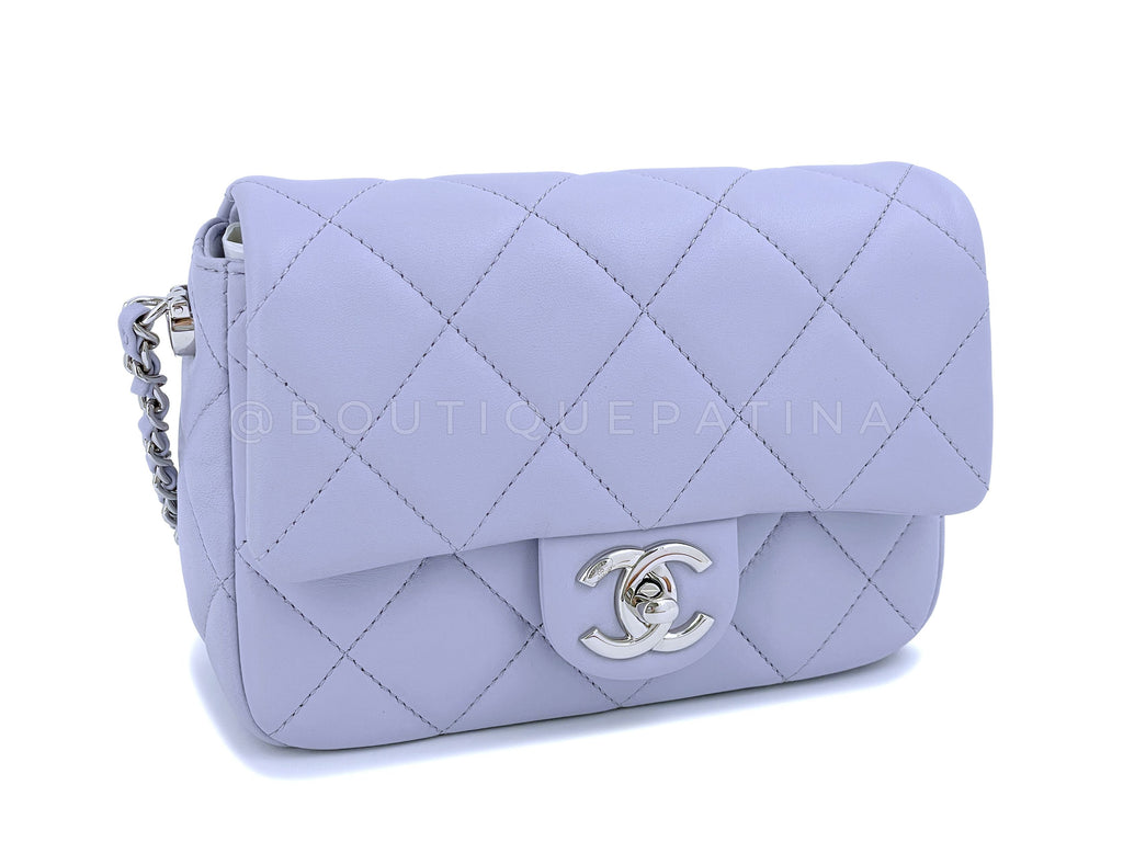 NIB 22C Chanel Pale Violet Square Mini Pearl My Perfect Flap Bag SHW
