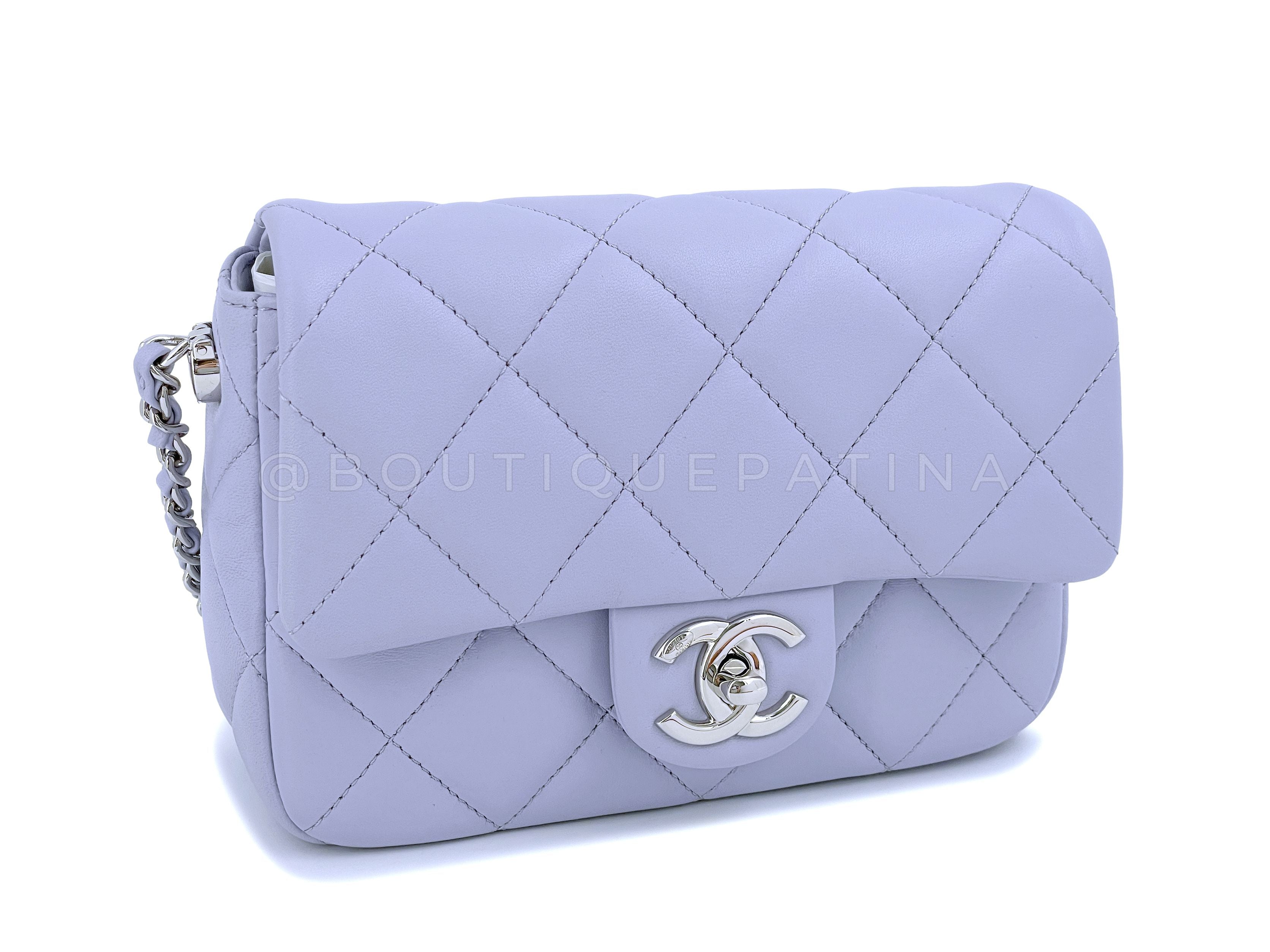 NIB 22C Chanel Pale Violet Square Mini Pearl My Perfect Flap Bag SHW